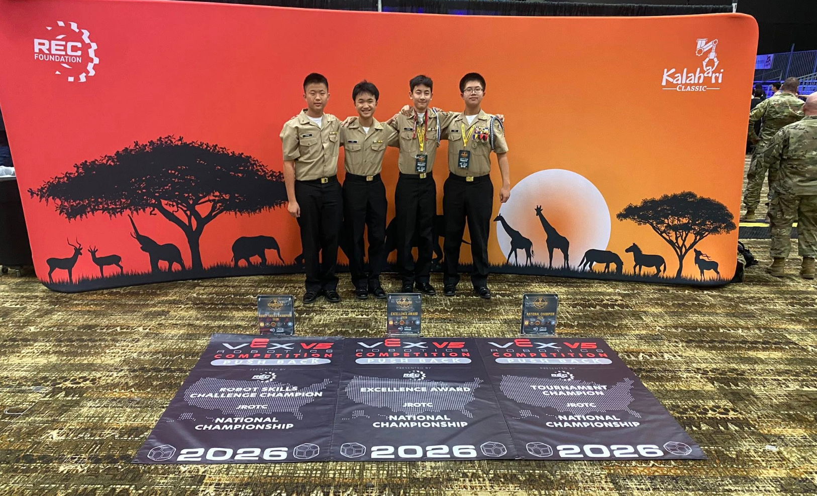 JROTC National Champions celebrating with trophy